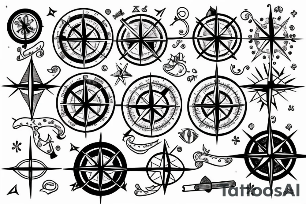 compass with ocean tattoo idea