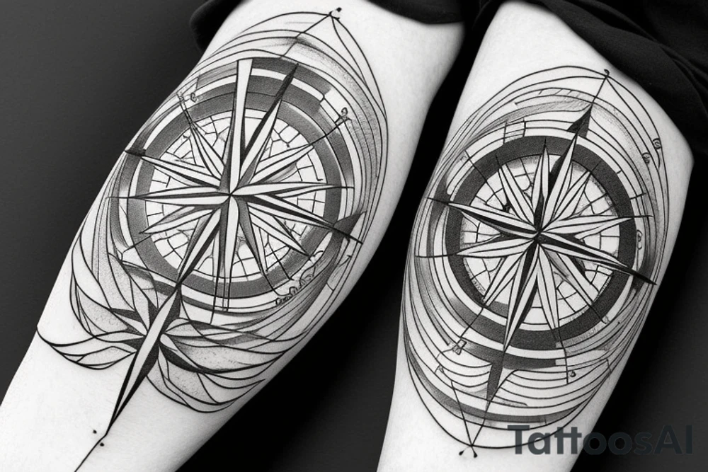 compass with ocean tattoo idea