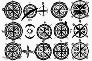 a sea of ocean waves with a compass and blue crab embedded in the lines of the waves tattoo idea