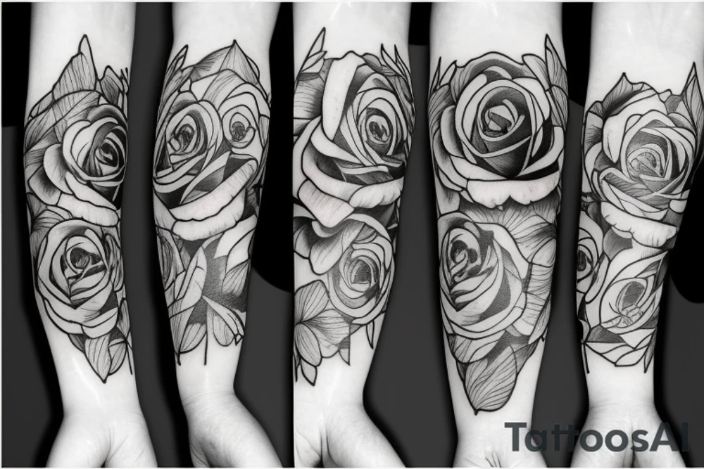 rose with wildflowers tattoo idea