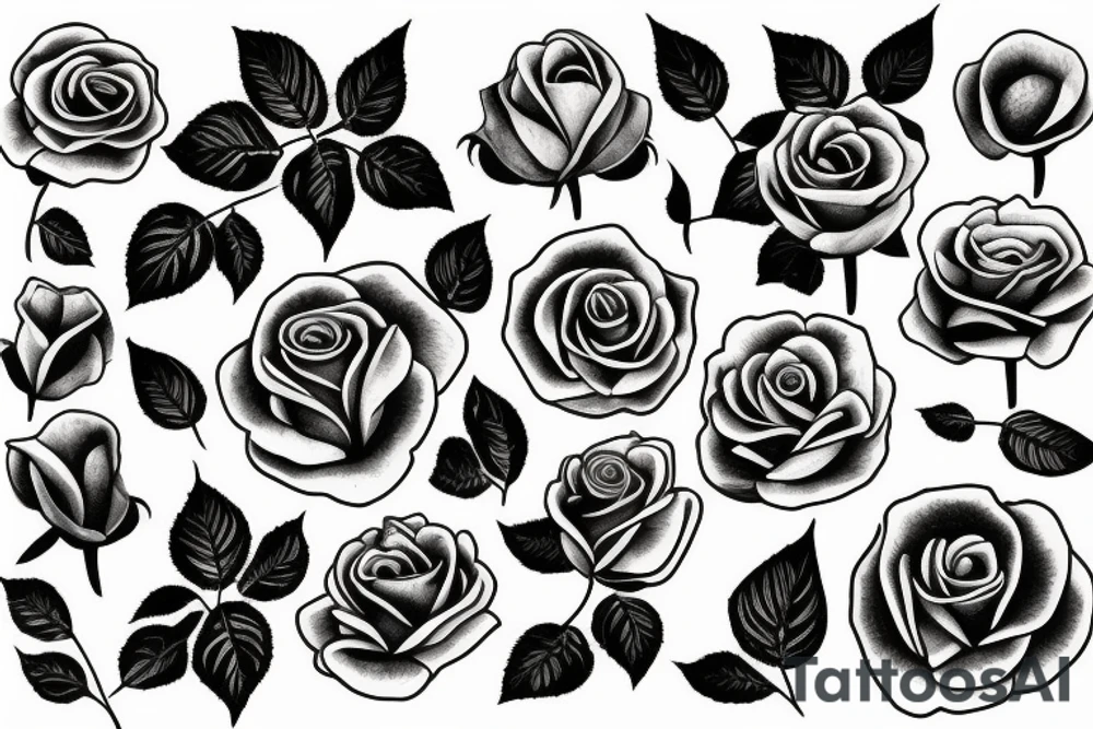 rose with wildflowers tattoo idea