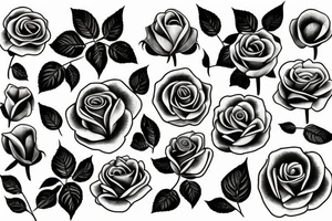 rose with wildflowers tattoo idea