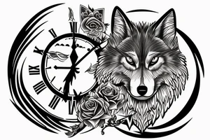Wolf and clock tattoo idea