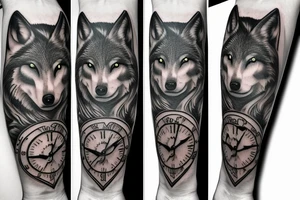 Wolf and clock tattoo idea