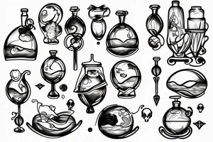 beach scene of ocean with hourglass in the water with memento mori written on it tattoo idea
