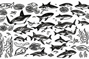 ocean scene with shark tattoo idea