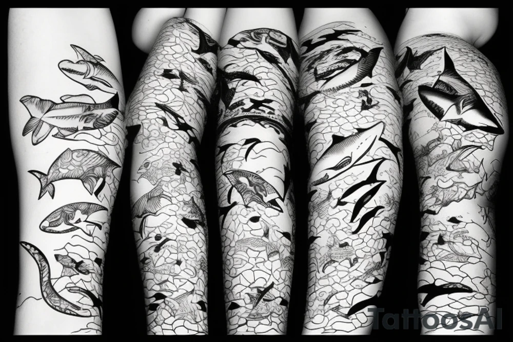 ocean scene with shark tattoo idea