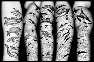 ocean scene with shark tattoo idea