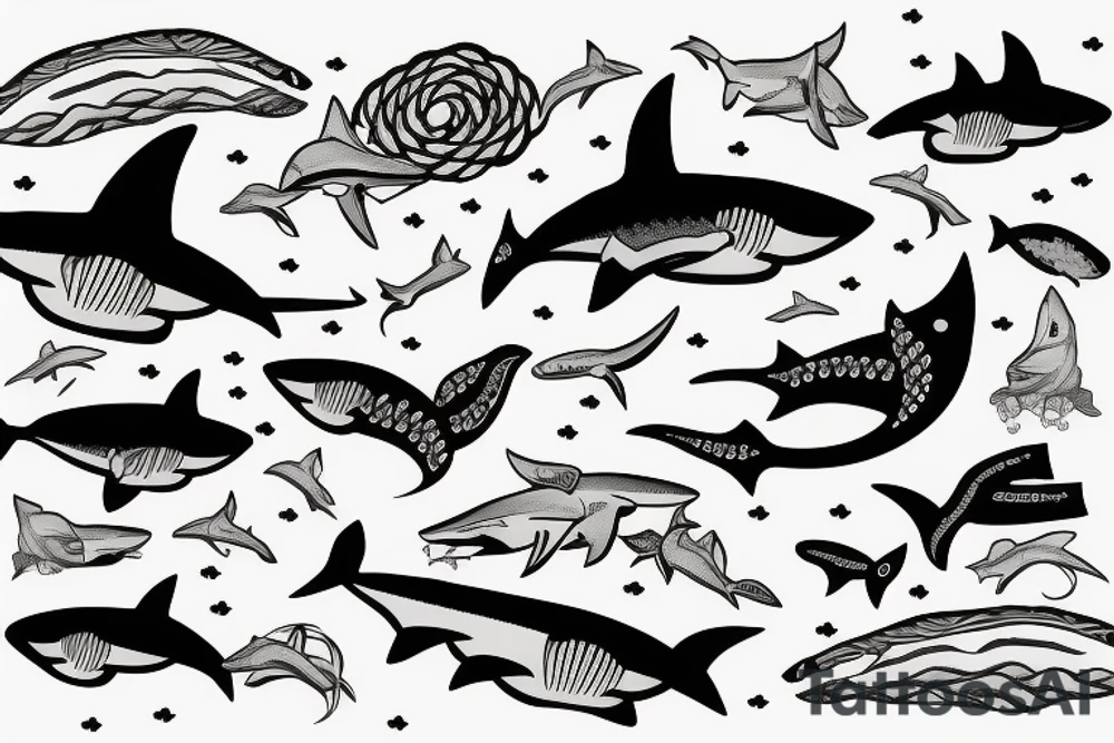 ocean scene with shark tattoo idea