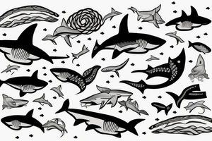 ocean scene with shark tattoo idea