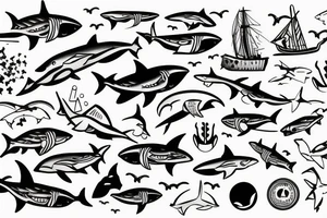 ocean scene with shark tattoo idea