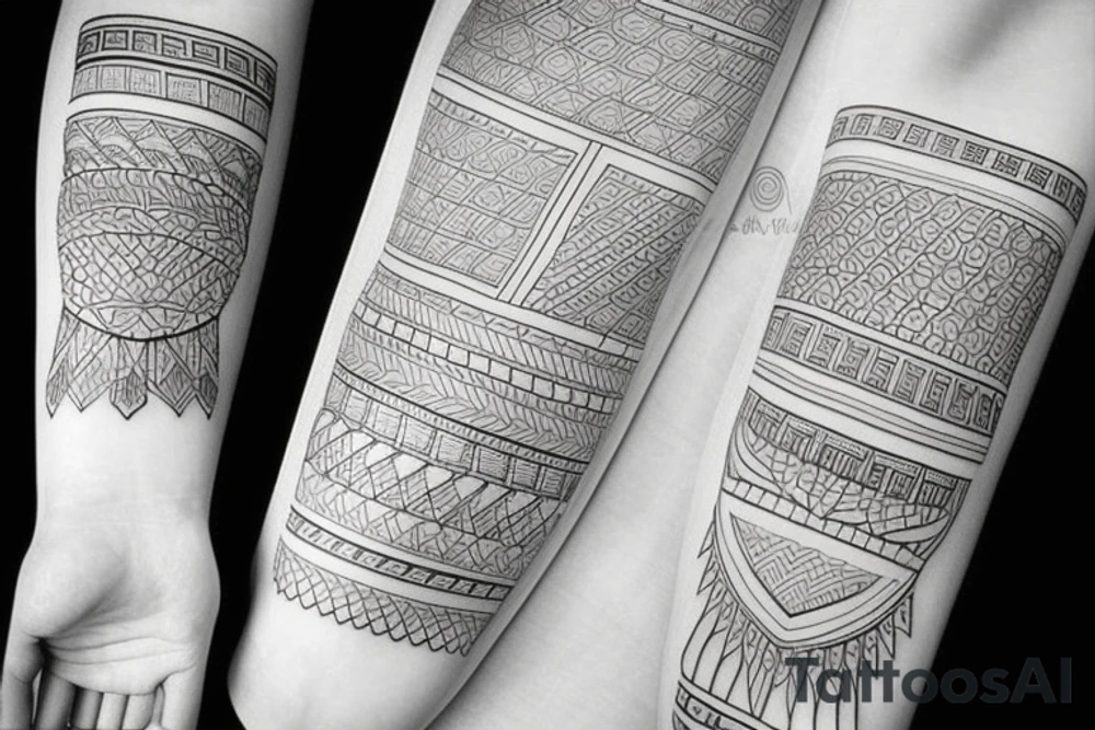 Fine line geometric Greek style photorealistic tattoo idea