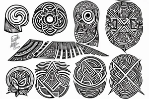 Fine line geometric Greek style photorealistic tattoo idea