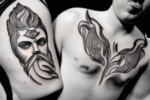 Greek gods style photorealistic minimalistic no patterns tattoo idea