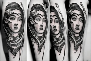 Greek gods style photorealistic minimalistic tattoo idea