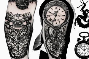 Scorpion in forest with clock tower tattoo idea