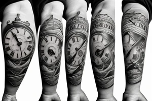 Clock with nautical rope in the background tattoo idea