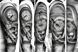 Clock with nautical rope in the background tattoo idea