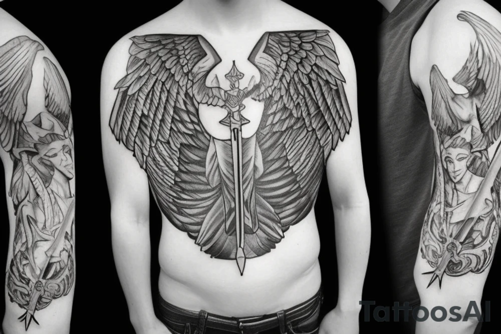 archangel with a sword tattoo idea