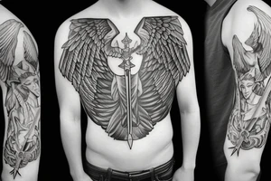 archangel with a sword tattoo idea