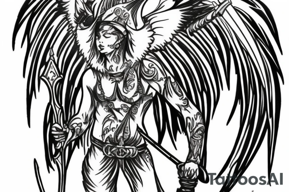archangel with a sword tattoo idea