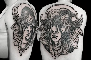 st Michael holding a goats head tattoo idea