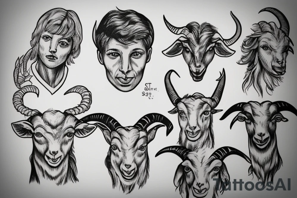 st Michael holding a goats head tattoo idea