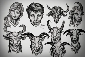 st Michael holding a goats head tattoo idea