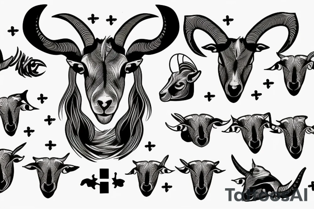 Sabbatic goat with 3 crosses in the backround tattoo idea Sabbatic goat with 3 crosses in the backround tattoo idea