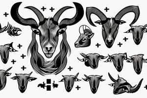 Sabbatic goat with 3 crosses in the backround tattoo idea