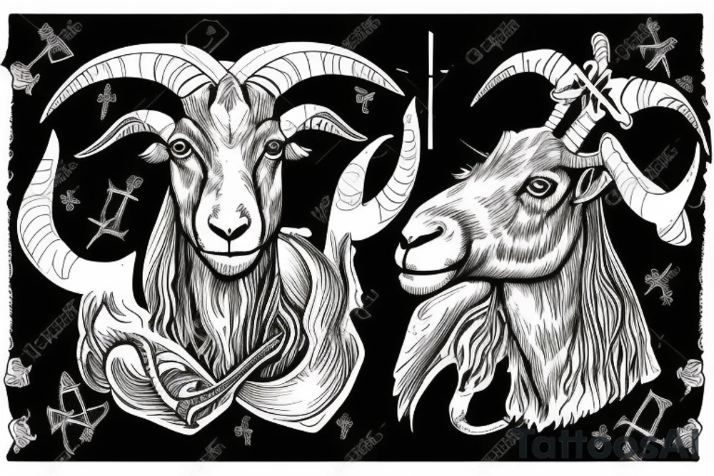 A Sabbatic goat with 3 crosses in the backround in hell tattoo idea