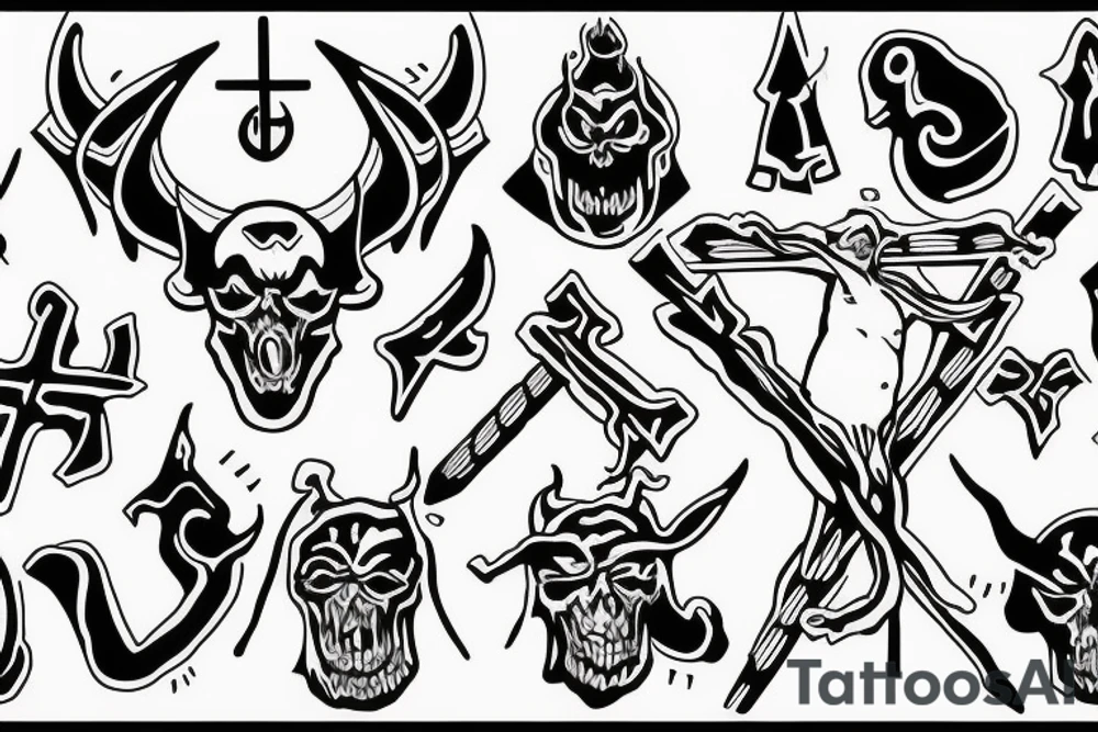 satan on a cross tattoo idea