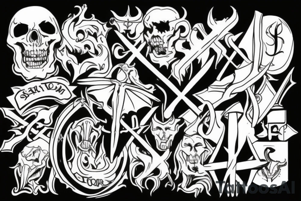 satan on a cross tattoo idea