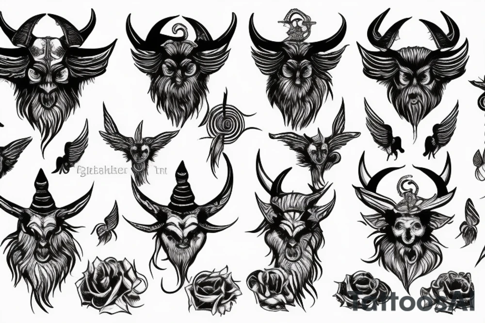 baphomet with satan tattoo idea