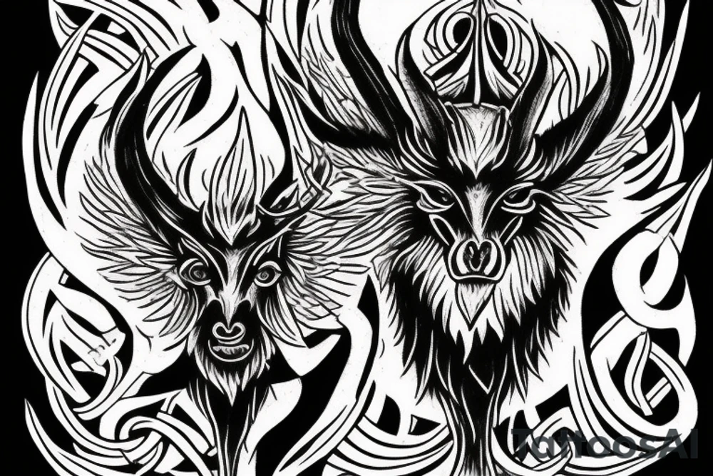 baphomet on fire tattoo idea