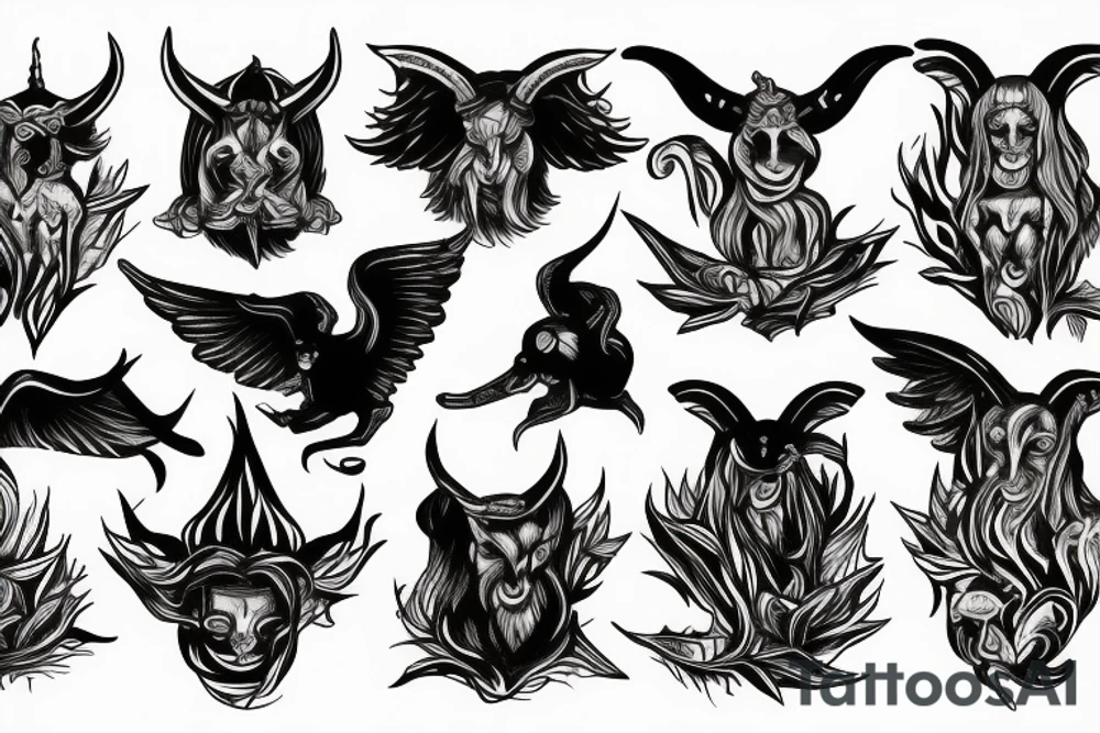 baphomet on fire tattoo idea