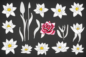 Puerto rican flag in the wind, with a daffodil, water lily, and rose on it tattoo idea
