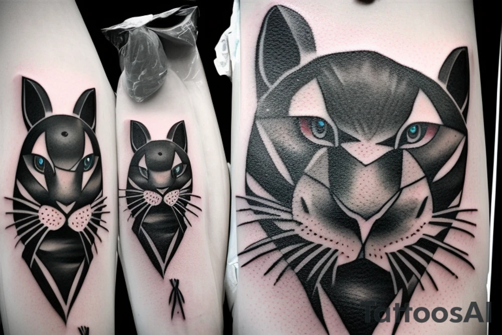 A a rabbit smoking a Native American pipe; and a panther from the movie The Edge tattoo idea