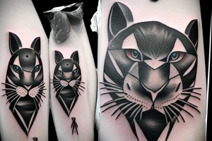 A a rabbit smoking a Native American pipe; and a panther from the movie The Edge tattoo idea