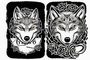Wolf on graveyard with a clock tattoo idea