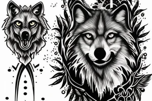 Wolf on graveyard with a clock tattoo idea