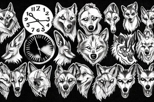 Wolf on graveyard with a clock tattoo idea