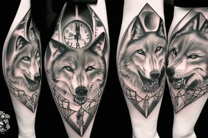 Wolf on graveyard with a clock tattoo idea