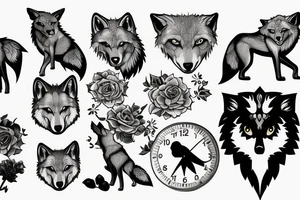 Wolf on graveyard with a clock tattoo idea