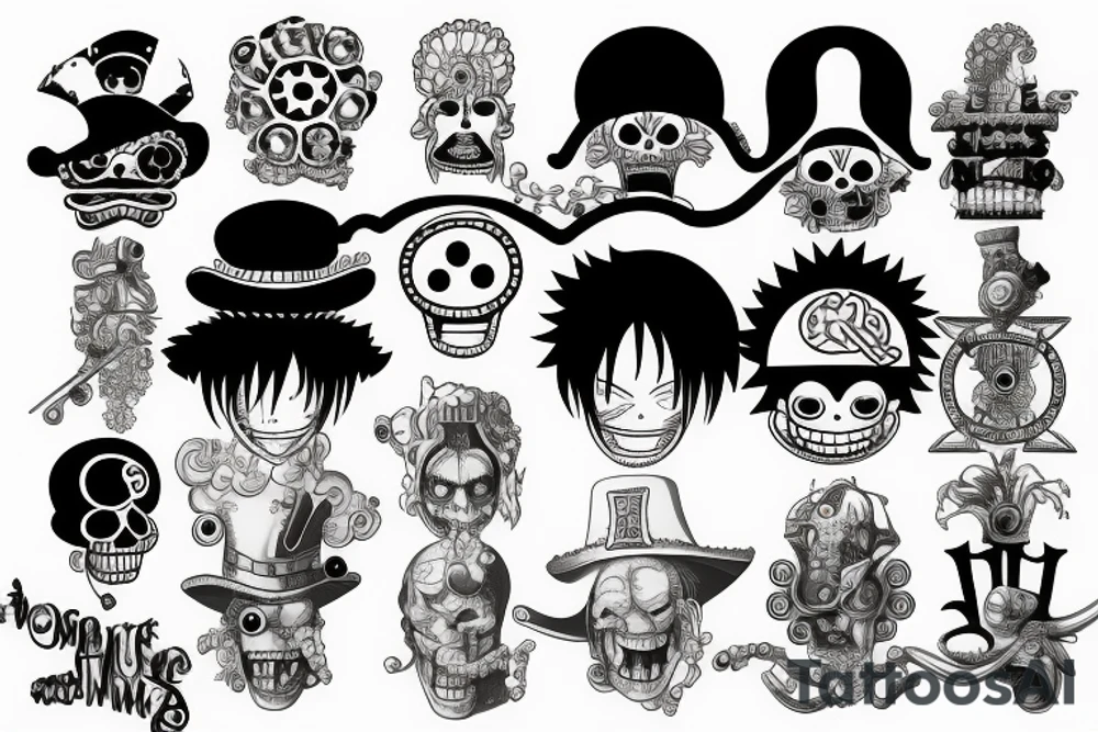 one piece inspired wiht pharmaceutical elements for neck tattoo idea