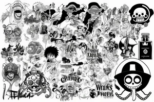 one piece inspired wiht pharmaceutical elements for neck tattoo idea