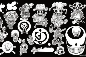 one piece inspired wiht pharmaceutical elements tattoo idea