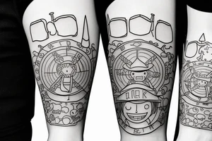 one piece inspired wiht pharmaceutical elements tattoo idea