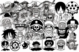 one piece inspired wiht pharmaceutical elements tattoo idea