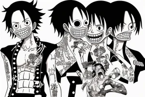 one piece anime with pharmaceutical elements placed on neck tattoo idea